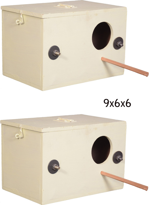 Shree Ganga Enterprise Breeding box for Budgerigar Budgies and lover bird size 9*6*6 set of 2 Nest box Bird House(Free Standing, Hanging)