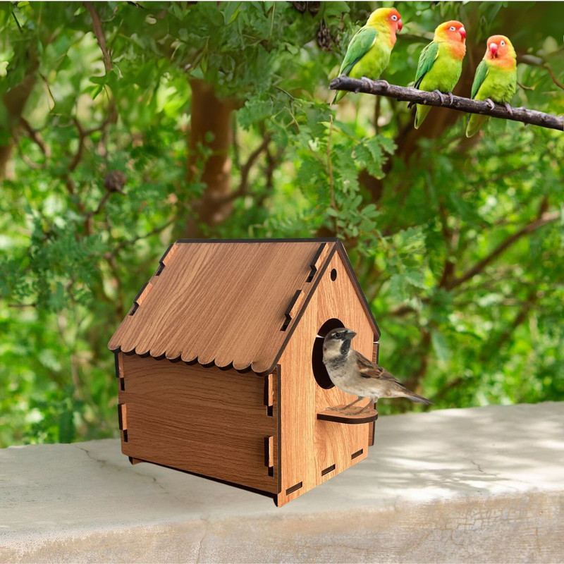 reezle bird house pack of 1 Natural Wooden Bird Nest Box Bird House(Free Standing, Tree Mounting, Hanging, Wall Mounting)