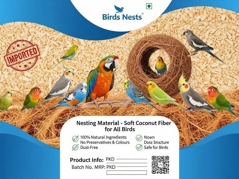 OSHO ENTERPRISE Soft coco fiber for parrot canary budgie nest and house shelter lining Bird House(Free Standing)
