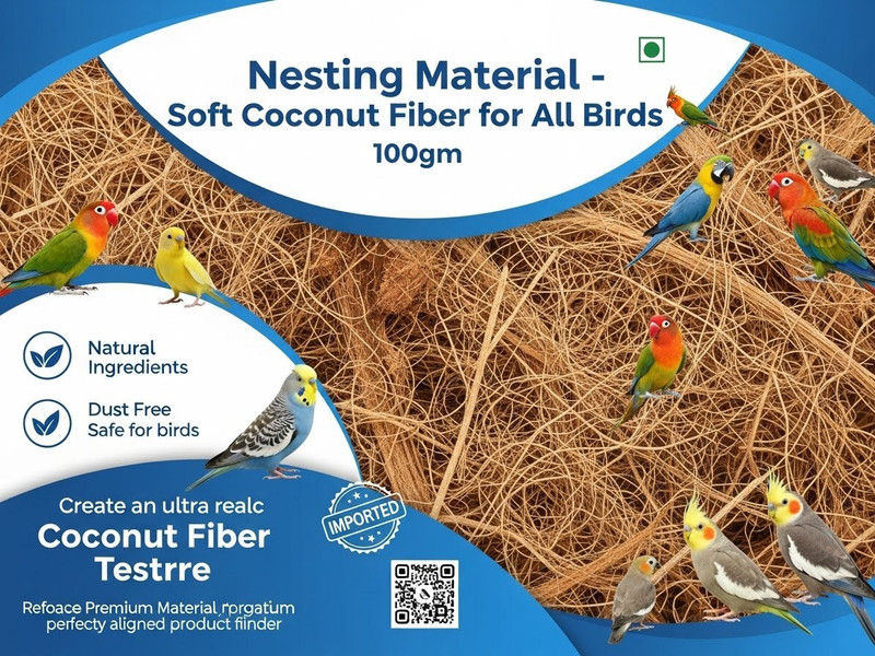 OSHO ENTERPRISE Natural coconut fiber bedding for finches parrots lovebirds and canary nests Bird House(Free Standing)
