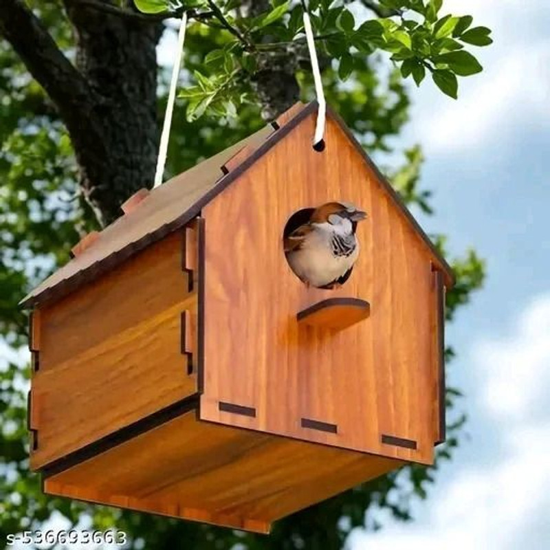 ASM Creation Wooden DIY Air Ventilation Bird House for Sparrow Nest for Birds Bird House(Hanging)