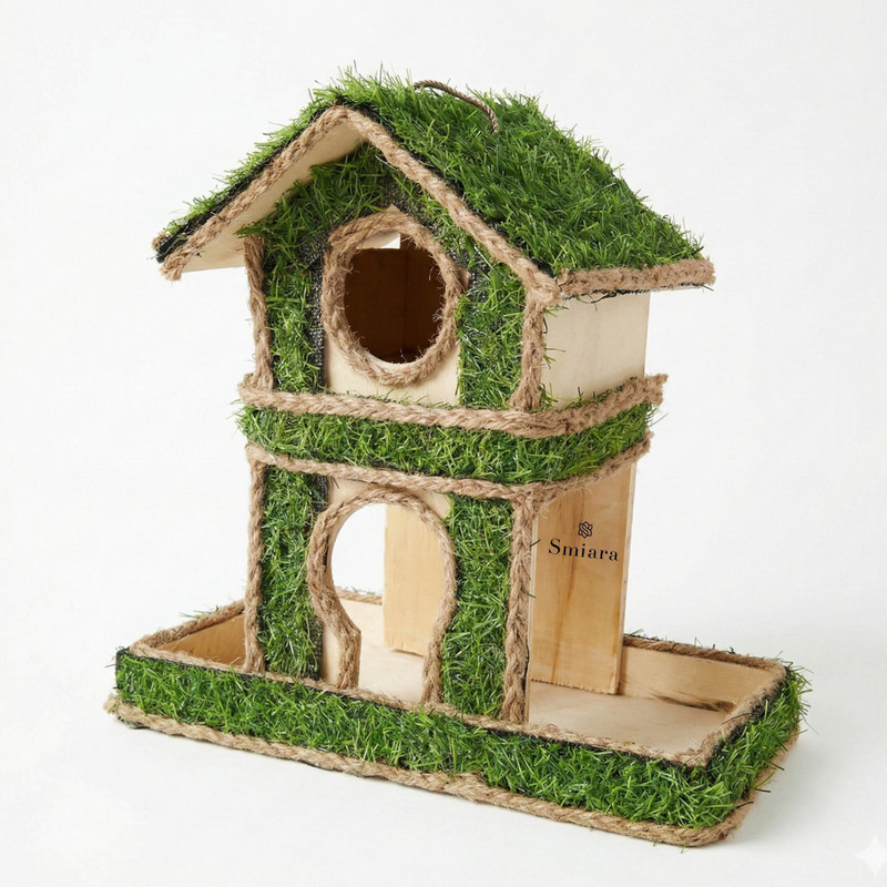 Smiara The Royal B&B - Premium 2-in-1 Handcrafted Wooden Bird House & Feeder Station Bird House(Hanging, Free Standing, Tree Mounting, Wall Mounting)