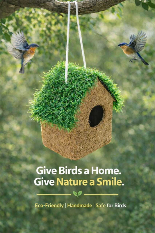 vyomira Handmade Coconut Coir Bird Nest (Pack of 2) Bird House(Hanging)