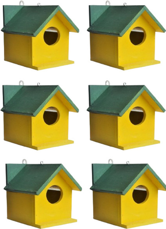 NOV Novaris Enterprise Wooden Bird House For Hanging Balcony and Garden Pack of 6 Bird House(Hanging)