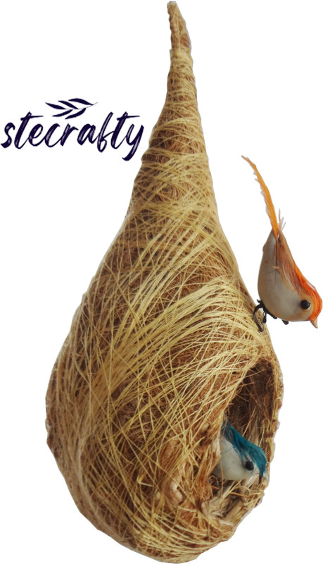 STECRAFTY Coir Fiber Nest With 2 Artificial Bird Bird House(Hanging)