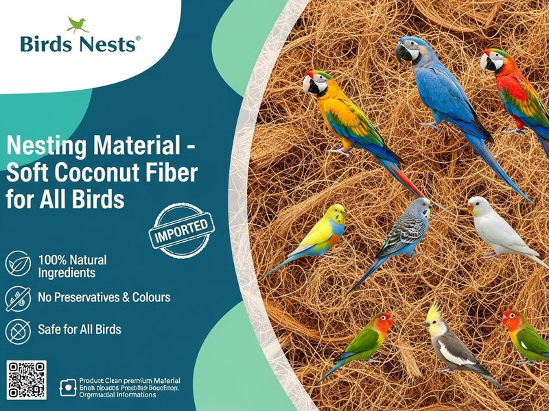 OSHO ENTERPRISE Natural coconut husk fiber for bird nest lining and soft cage bedding Bird House(Free Standing)