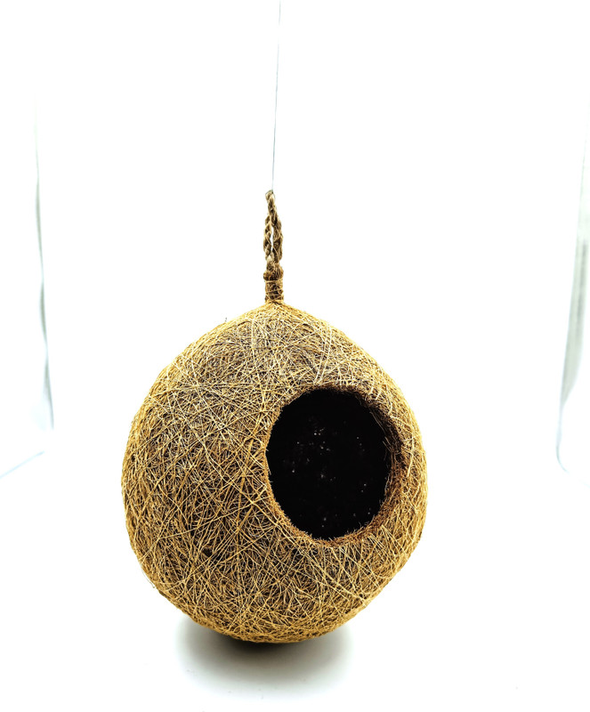 Omiyage Eco-Friendly Handcrafted Jute Bird Nest – Ideal for Small Bird Comfort Bird House(Hanging)