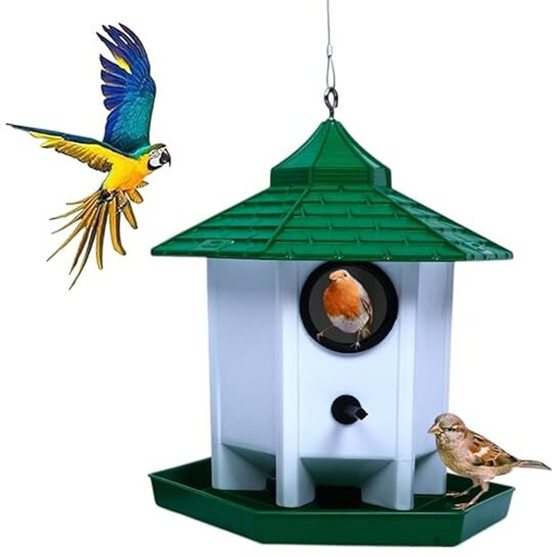 Garden's Need Bird House Green 8.5 In (21.5cm) with 1 Meter Wire – Nesting Box for Small Birds Bird House(Hanging)