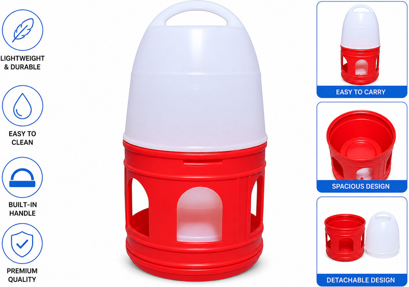 Feather Wave Pigeon Water Drinker -3 Litre : Red Color Bird House(Free Standing)