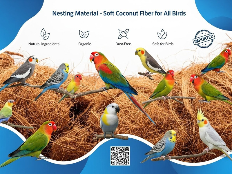 OSHO ENTERPRISE Natural coco fiber filling for bird houses nests and indoor cage bedding Bird House(Free Standing)