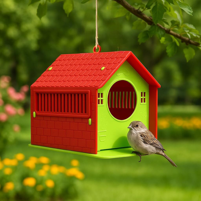 L N STORE Outdoor Hanging Bird House | Decorative Plastic Bird Nest for Garden & Balcony Bird House(Hanging)