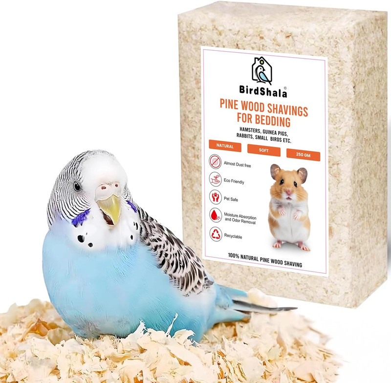 BIRDSHALA Pine Wood Shavings for Bedding | Ultra Soft, Natural & Low Dust Bird House(Free Standing)