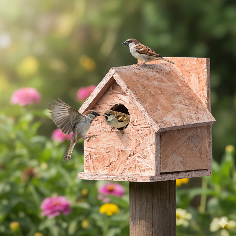Amijivdaya Bird Home 1 No Sparrow Wooden Home (designer) Bird House(Wall Mounting)