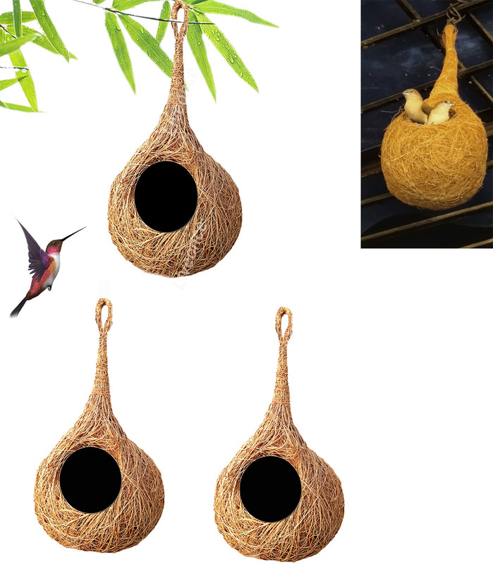 LIVEONCE safest round organic bird nest pack of 4 Bird House(Hanging)