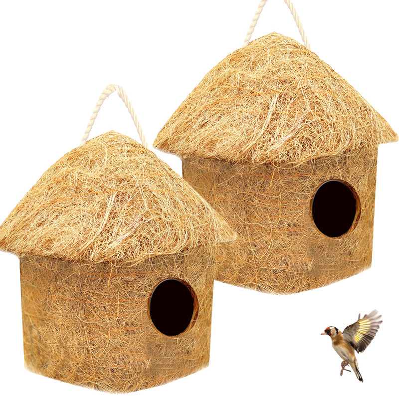 LIVEONCE NATURAL CLASSIC HUT BIRD HOUSE FOR ALL BIRDS PACK OF 2 Bird House(Hanging)
