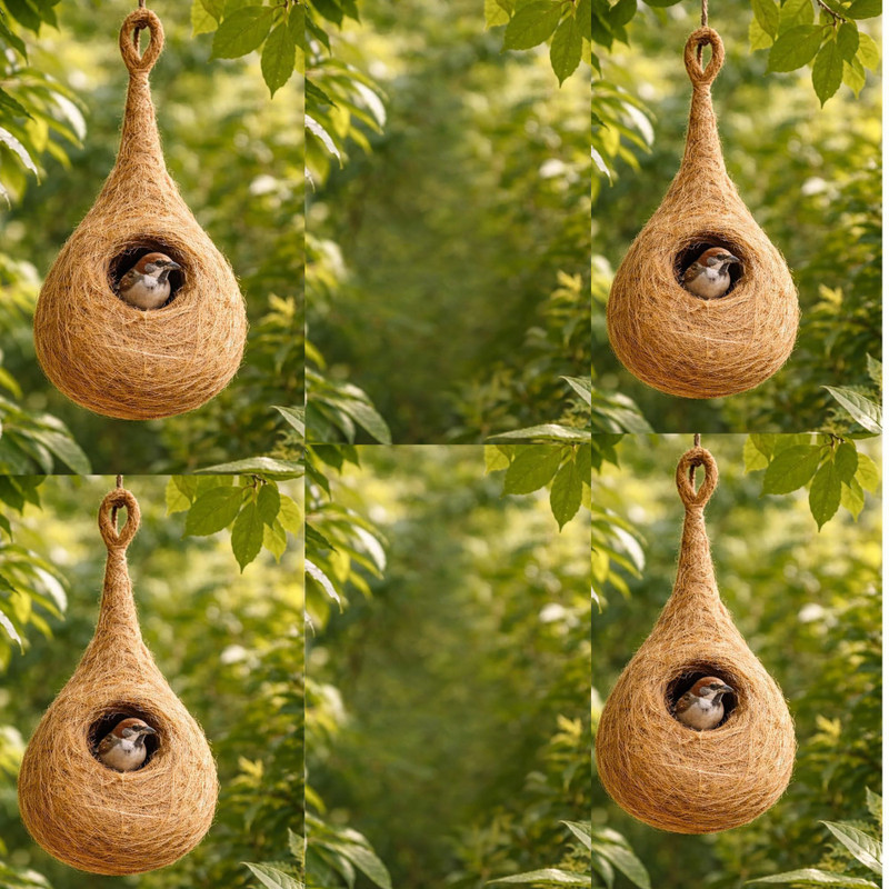 Great Art Handmade Natural Bird Nest sparrow | Eco-Friendly Coconut Fiber Bird House Bird House(Hanging)