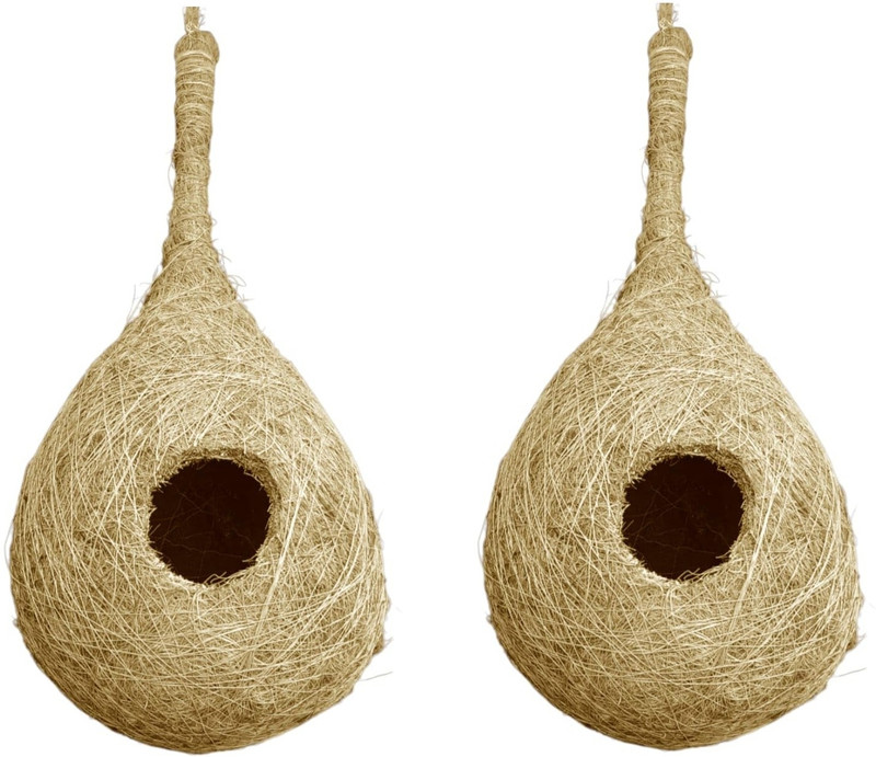 Muddstyles Natural Soft Round Organic Bird Safe Handmade Hanging Nest Bird House(Hanging, Tree Mounting)