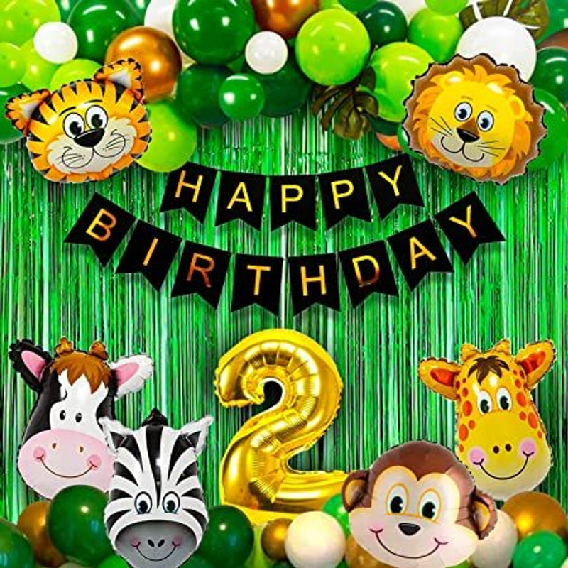 blooper Solid Jungle Theme 2nd Birthday Items For Boys Jungle Theme - 50Pcs Balloon(Multicolor, Pack of 50)
