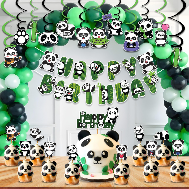 Festiko Panda Theme Birthday Decorations(Set of 61)