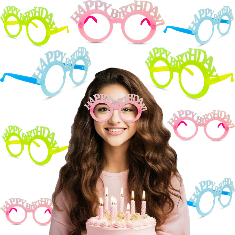 ZYOZI Happy Birthday Eye Glass|Birthday Photo Glasses Frame|Party Supplies (PACK OF 6)