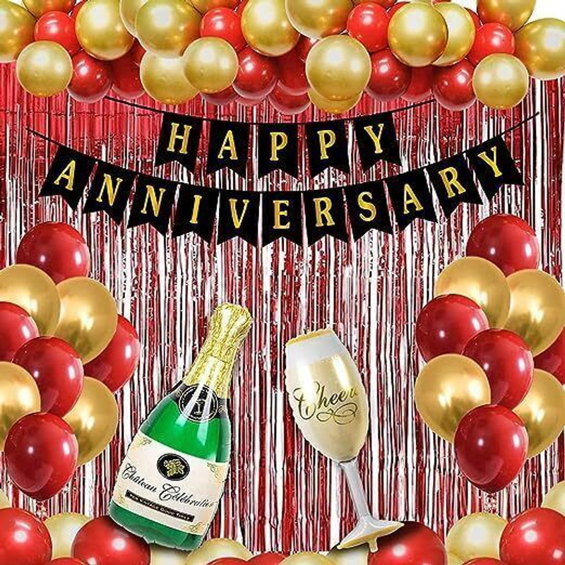PARTY MIDLINKERZ Anniversary Decoration kit items Combo 47 Pcs anniversary combo pack(Set of 73)