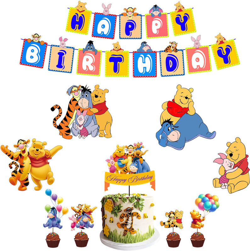 PARTYJOY Birthday Party Decoration, Include Pooh Theme Happy Birthday Banner,