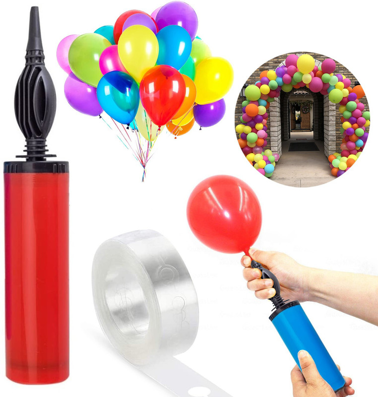 ZYOZIQUE 12"Portable Air Pump,Inflator Air Pump with 1 pcs(16ft) Balloon Arc for Balloons(Set of 2)