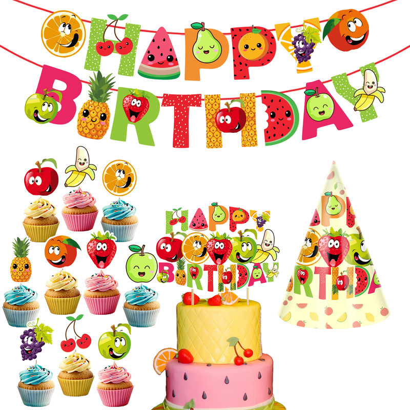 ZYOZI Fruit Theme Birthday Party,Fruit Party Decorations Fruit Happy Birthday for Kids(Set of 13)
