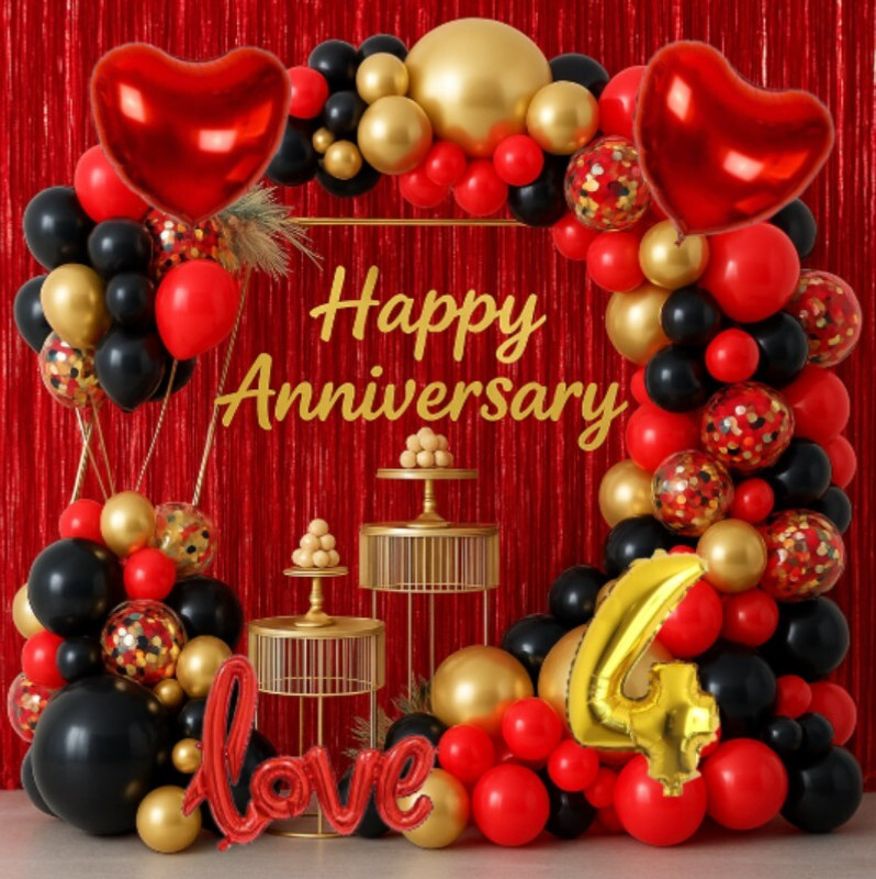 groovywings 4th Happy Anniversary Decoration Kit – 55 Pcs(Set of 55)
