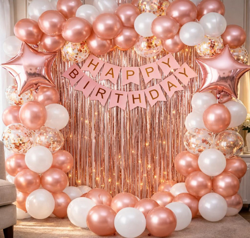 PARTY BREEZE Metallic Birthday/Anniversery decoration(Set of 34)
