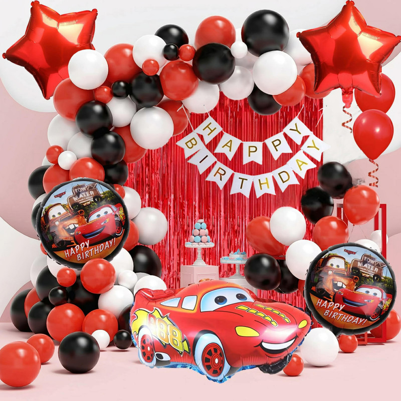 ZAMBOOREE Hot Wheels Birthday Theme decoration Combo Set for Boys, Kids, Girls Birthday(Set of 55)