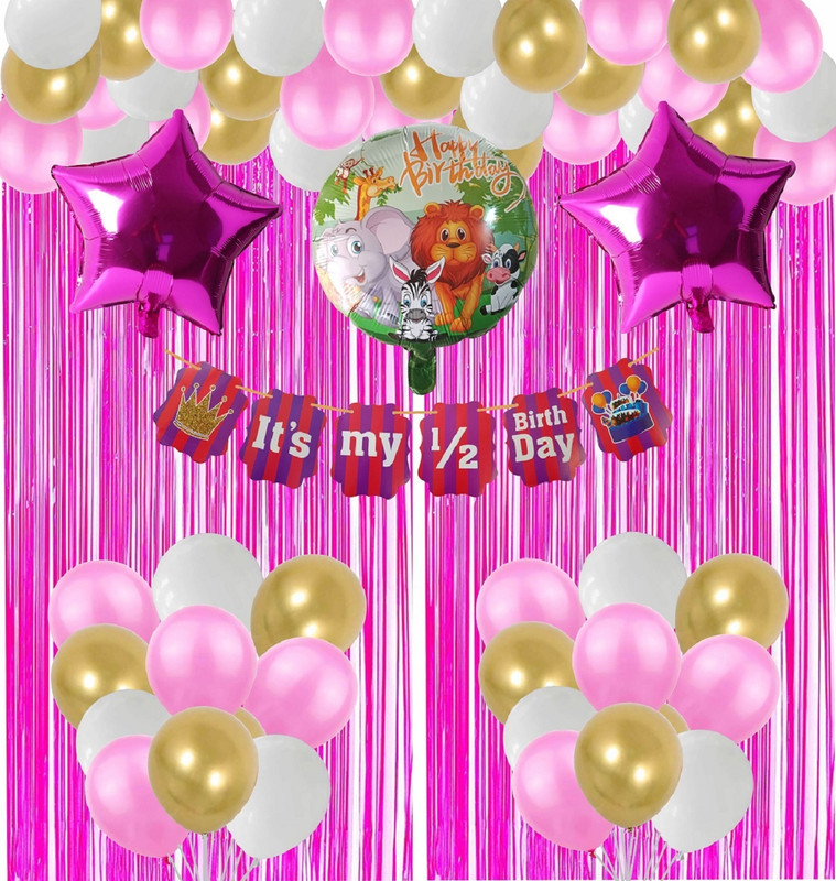 Agk its my half birthday banner, Naming Ceremony Decorations Set for Baby Girl(Set of 36)