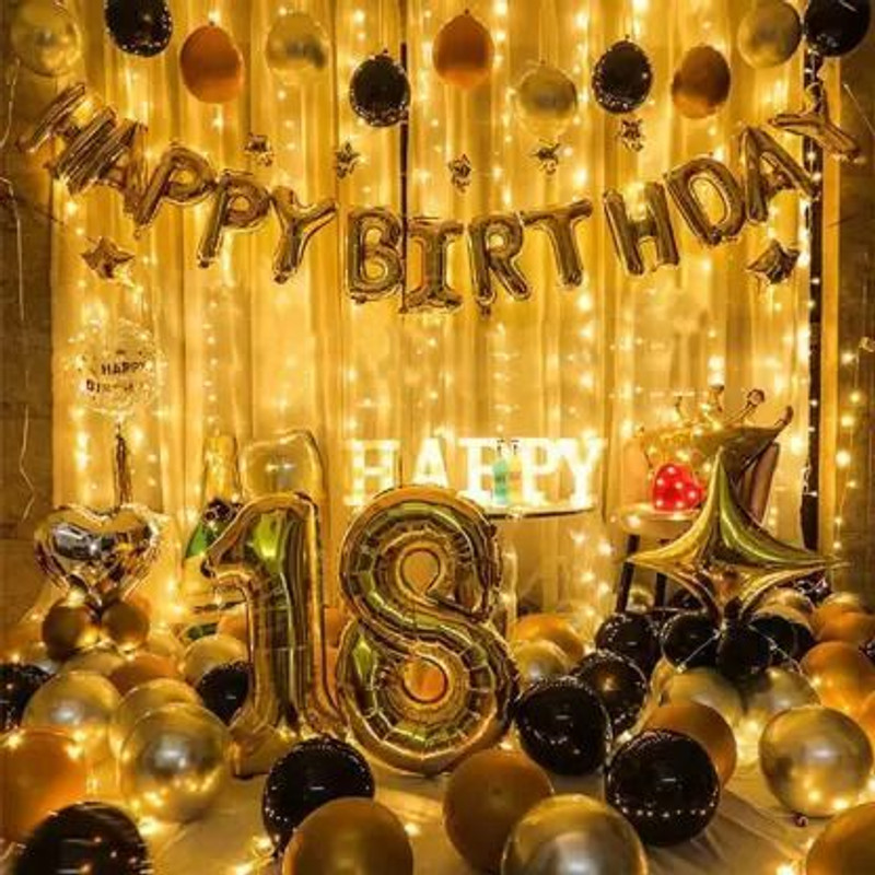 PARTY MIDLINKERZ 18th Happy Birthday Decoration kit Combo - 50 Pcs for Birthday Decor(Set of 50)