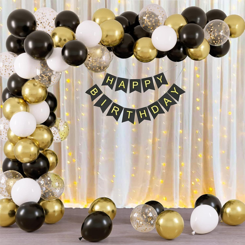 PARTY MIDLINKERZ Birthday Decoration Kit Combo, White Net Curtain For, Girl, Boys(Set of 44)