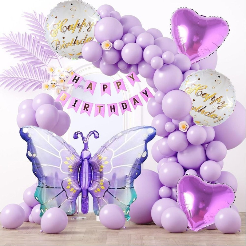 PopTheParty Purple Butterfly Theme Birthday Party Decorations Party Supplies(Set of 38)