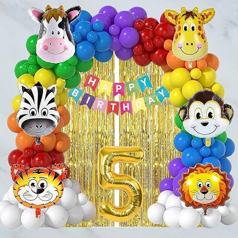 groovy dudz Multicolor Theme Decoration for Kids | Birthday Decoration (5 YR)(Set of 39)