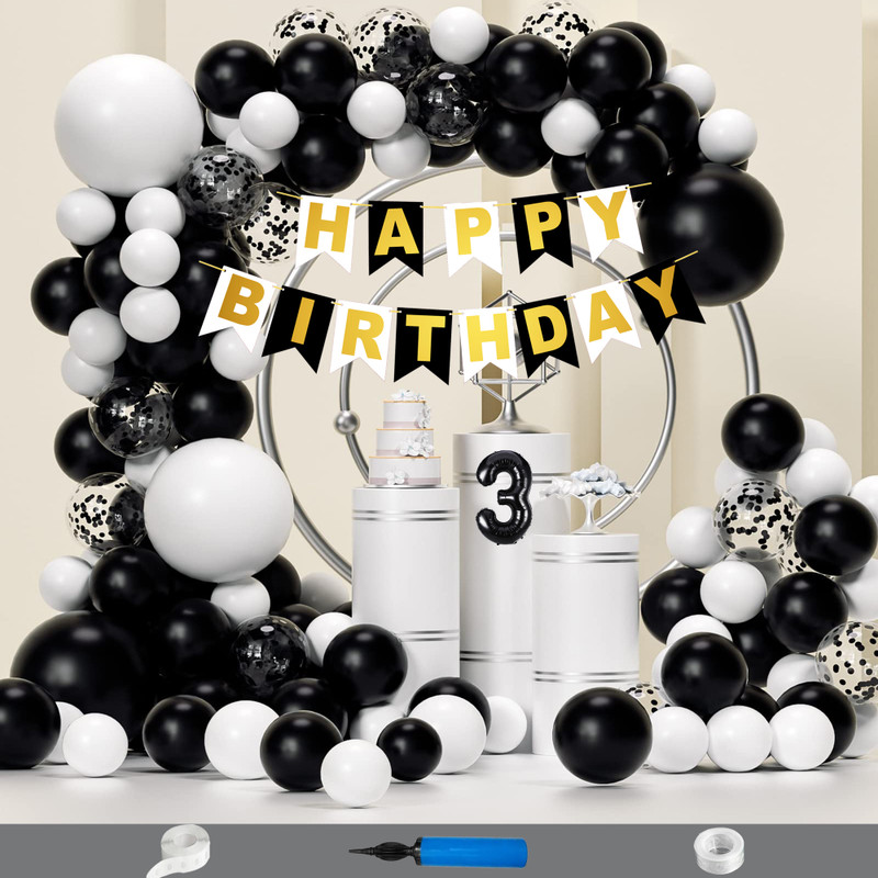 Crazykart Third 3rd Happy Birthday Decoration Kit For Boys Party Balloon Items Combo(Set of 60)