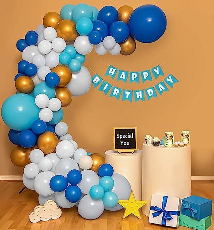 specialyou.in Happy Birthday decoration Item for boys with balloon and banner pack of 61(Set of 61)