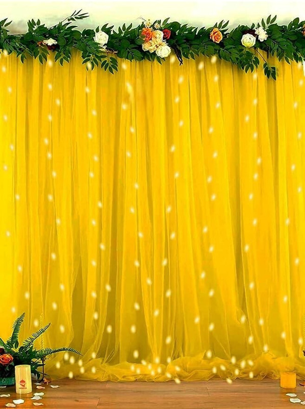 Fun and Flex Yellow tent For Haldi/Birthday/Wedding Decoration with Led Light Hook and Ribbon(Set of 6)