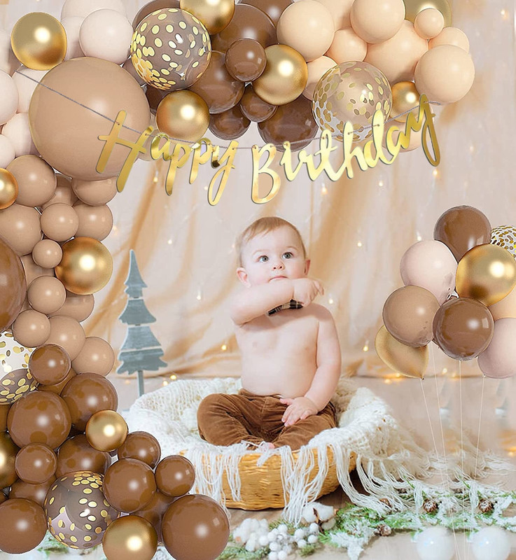 R G ACCESSORIES Gold Brown Beige Balloons Combo Kit Of 64 Pcs For Party Decorations(Set of 77)