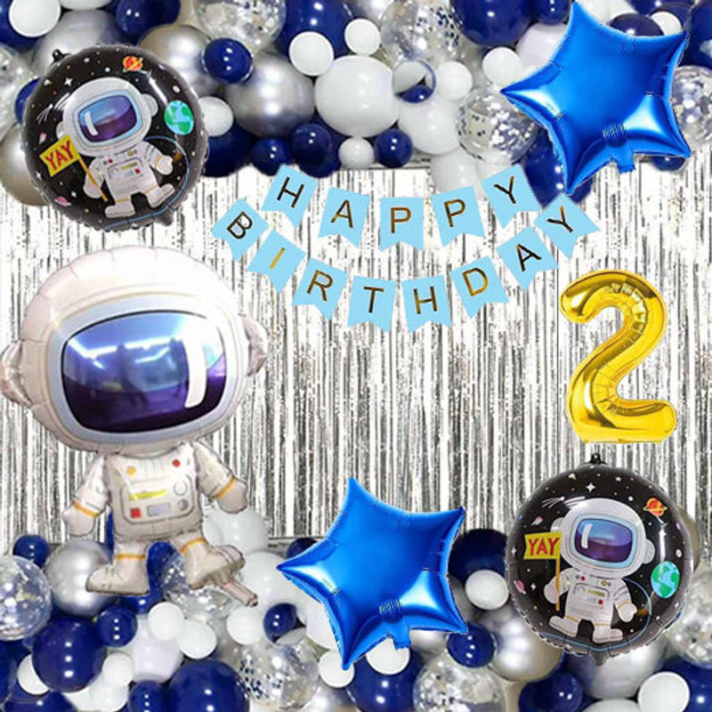 PARTY BREEZE space astronaut theme SECOND 2NDt birthday decorations items party balloons(Set of 39)