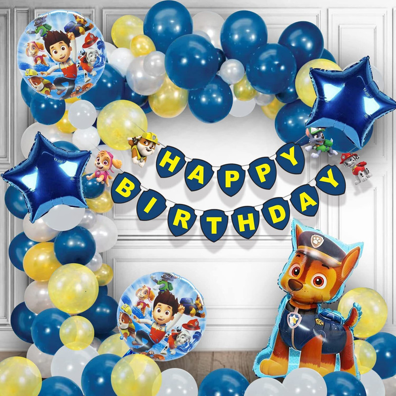 ZAMBOOREE Paw Patrol Birthday Decoration | Cartoon Happy Birthday Decoration Kit for kids(Set of 53)