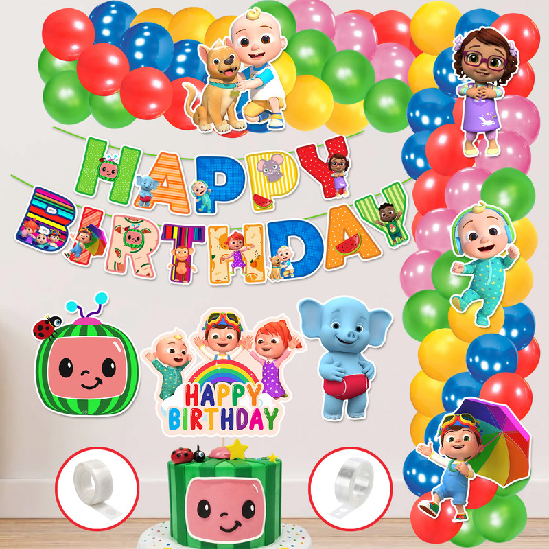 ZYOZI Cocomelon Birthday Party Supplies,Birthday Decoration Birthday Party(Set of 60)