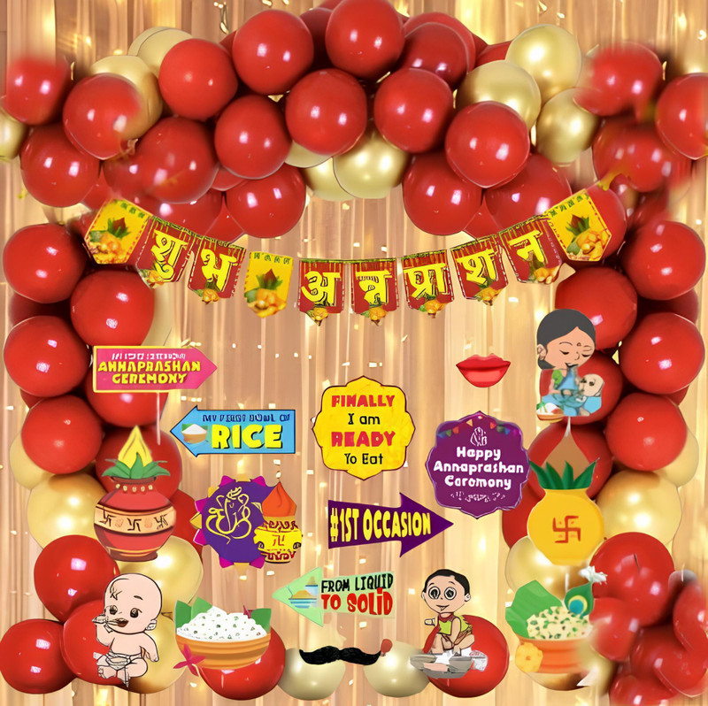 groovy dudz Annaprashan Ceremony Decoration Set| Rice Ceremony(Set of 53)