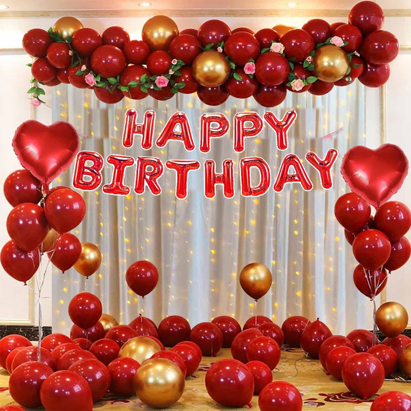 Dinipropz Red Birthday Decoration Items Birthday Decorations for Girls, Wife(Set of 55)