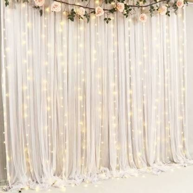 PARTY MIDLINKERZ 2 Pc Leaf Bails With White Net cloth and Led Light for Bday, Wedding Decoration(Set of 6)