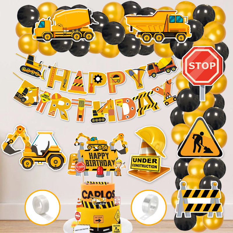 ZYOZI Under Construction Theme Balloon arc decoration,Under Construction Theme for Boy(Set of 60)