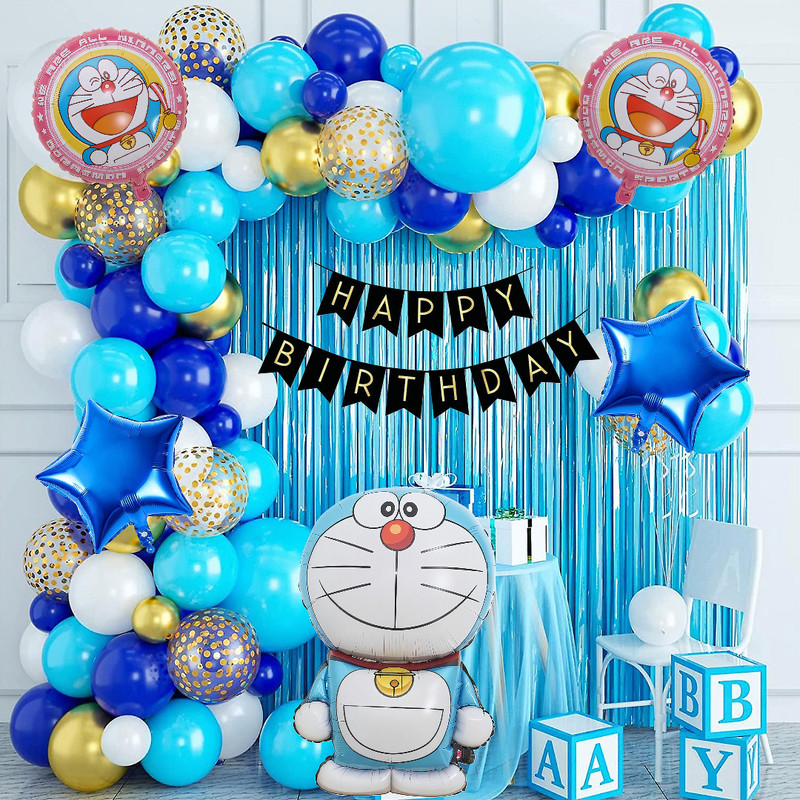 ANILOONS Doraemon Birthday Party Decoration Set.(Set of 75)