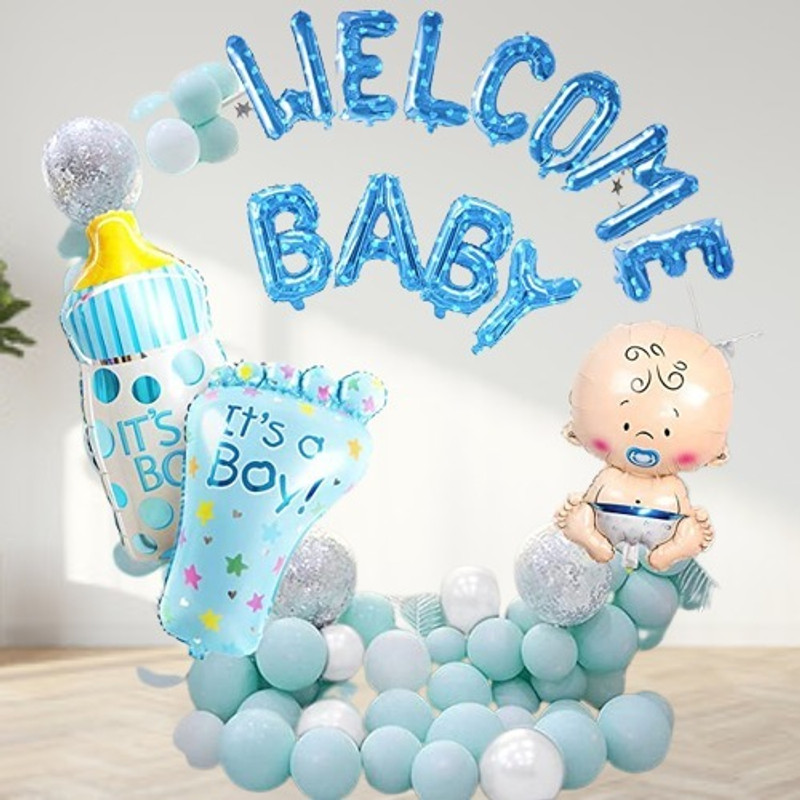 groovy dudz Baby Boy Welcome Decoration Kit For Home 44Pcs(Set of 44)