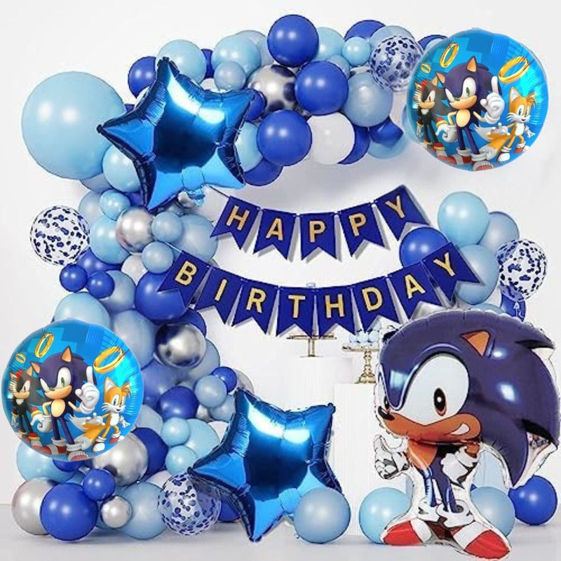 DECOR SPARKS 74Pcs Sonic Theme Birthday Decoration Kit with Balloons & Banner